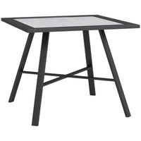 Outsunny Small Outdoor Patio Side Table with SPC Tabletop - Grey-Grey stone-look tabletop and black frame enhance any decor 