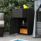 Outsunny Patio Storage Cabinet with Basket Drawer - Dark Brown-Suitable for pool, patio, backyard, bathroom, spa, deck, and any other space inside or outside your home
