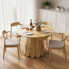 HOMCOM 43"-59" Extendable Dining Table with Storage Shelf for 4-6 - Natural-A built-in compartment under the tabletop of this kitchen table offers convenient storage for your essentials