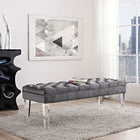 Modway Valet Performance Velvet Bench - Grey-Performance Velvet Upholstery