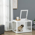 PawHut 31.5" L Dog Crate Furniture with Double Doors - White-Two lockable doors to keep your dogs safe inside 