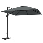 Outsunny 8' UPF50+ Cantilever Patio Umbrella with 360° Rotation, Cross Base, Crank and Tilt - Dark Grey-UPF50+ polyester fabric on this cantilever patio umbrella resists UV and keeps colors bright  