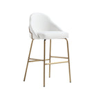 Manhattan Comfort Gracie 22" Modern Leatherette Upholstered Barstool - White and Gold-Weight Capacity: 275 Lbs. Each