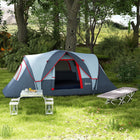 Outsunny 5-6 Person Outdoor Camping Tent with Lighting Hook, Carrying Bag - Grey-Netting design protects you from annoying elements