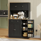 HOMCOM 68" H Pantry Cabinet with Charging Station - Black-Four door spice racks for easy access to favourite flavours 
