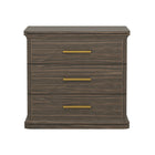 Manhattan Comfort Clifford Traditional 3-Drawer Nightstand - Walnut-Wood Grain Laminate Finish: Warm, natural wood look with a durable, easy-to-clean surface