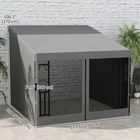 Outsunny 10 ft W x 10 ft L Wall Mounted Pergola Gazebo with Curtains and Nettings - Dark Grey-Features handy drainage holes