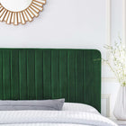 Modway Milenna Channel Tufted Performance Velvet Twin Headboard - Emerald-Dense Foam Padding