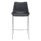 Zuo Magnus Barstool - Black/Silver - Set of 2-Plush and durable faux leather fabric