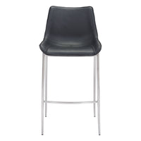 Zuo Magnus Barstool - Black/Silver - Set of 2-Plush and durable faux leather fabric