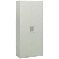 HOMCOM 71" Metal Storage Cabinet with 2 Doors - White-Five-tier cabinet maximises vertical storage space