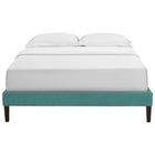 Modway Tessie Fabric Queen Bed Frame with Squared Tapered Legs - Teal-Non-Marking Foot Glides