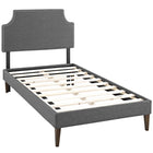 Modway Corene Fabric Twin Platform Bed with Squared Tapered Legs - Grey-Fine Polyester Upholstery