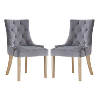 Modway Pose Performance Velvet Dining Chair - Grey - 2 Pack-Modern Accent Chair