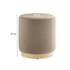 Modway Tilden 16" Round Performance Velvet Upholstered Ottoman - Taupe/Natural-Stain-Resistant Fabric