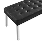 Modway Loft Tufted Vegan Leather Bench - Silver/Black-Weight Capacity: 660 lbs.