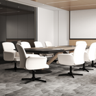 Homy Casa Upholstered Swivel Conference Office Chair with Arms - Beige-Padded Armrests: Fixed arms provide added support while seated