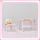 Qaba Kids Table & Chairs Set, Children Table & 2 Chairs Set with Animal Pattern, Kids Activity Furniture - Pink-Rounded edges for safe play
