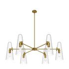 Modway Beacon 6-Light Chandelier - Clear/Satin Brass-Height-Adjustable Hanging Rods