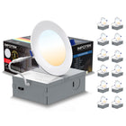 ShoppingAll Impotek 4" 5 CCT LED Recessed Ceiling Light with Junction Box - 2700K/3000K/3500K/4000K/5000K - Dimmable IC Rated ETL Energy Star Listed 9W 800LM - RCL1-9W4IN (Pack of 12)-Exceptional Brightness & Adjustable Dimming - Illuminate your space with the pinnacle of LED technology. Our recessed ceiling light boasts superior lumens for unparalleled brightness while maintaining energy efficiency at just 9 Watts for 800 lumens. Experience smooth dimming from 5% to 100%, ensuring compatibility with a wide