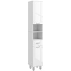 Kleankin Bathroom Storage Cabinet with Toilet Paper Holder - High Gloss White-Two open shelves, a drawer and two 2-tier cabinet neatly arrange your towels, linen and other bathroom essentials