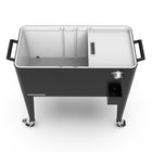 Permasteel 80 qt Retro Rolling Patio Cooler with Divider - Black-Four swivel caster wheels (two lockable)