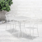 28'' Square White Indoor-Outdoor Steel Patio Table Set with 2 Round Back Chairs [CO-28SQ-03CHR2-WH-GG]-White Powder Coat Finish