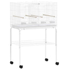 PawHut 46" H Bird Cage with Divider - White-Spacious design can be divided or used as a large room 