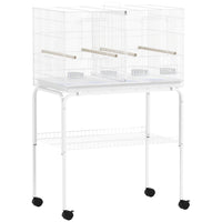 PawHut 46" H Bird Cage with Divider - White-Spacious design can be divided or used as a large room 
