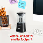 Staples Auto-Feed Electric Moderate Plus Use Pencil Sharpener - Black-High-capacity container with overflow prevention catches pencil mess