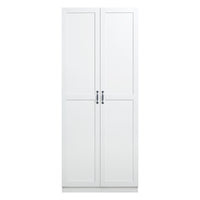 Manhattan Comfort Hopkins 29.61" Modern 7-Shelf Storage Closet - White-Modern Free Standing 1 Sectional Wardrobe Closet with Storage Compartments for Bedroom and Storage Use