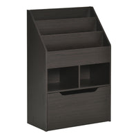 HOMCOM Kids Bookcase with Storage Drawer - Brown-Three-tier bookshelf, two storage cubes and a drawer – great for keeping clothes, books and toys 
