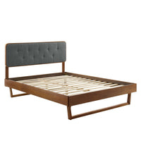 Modway Bridgette Wood Twin Platform Bed with Angular Frame - Walnut Charcoal-Twin Platform Bed Frame