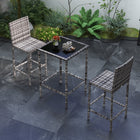 Outsunny 3 Piece Patio Bar Set for Patios Backyards Balcony Gardens Poolside-Excellent hand-weaving technique with fashion design