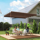 Outsunny 8.2' L x 8.4' W Retractable Pergola Canopy Replacement for 10' L x 10' W Frame (Cover Top) - Coffee-This pergola cover has pockets only for six bars
