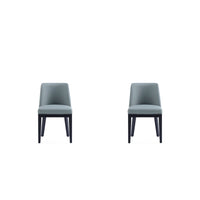 Manhattan Comfort Gansevoort 19" Modern Faux Leather Upholstered Dining Chair - Pewter - Set of 2-Modern Dining Chair for Dining Room and Task Use. Set of 2