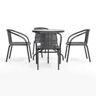 Flash Furniture 28" Round Glass Metal Table with Grey Rattan Edging & 4 Grey Rattan Stack Chairs-Designed for Commercial and Residential Use