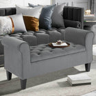 HOMCOM Upholstered Storage Ottoman Bench with Armrests - Grey-Velvet-feel fabric delivers exceptional comfort and relaxation