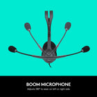 Logitech H111 Over-The-Head Stereo Headset - Black-Boom can be tucked out of the way when you’re not using it
