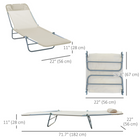 Outsunny Outdoor Lounge Chair - Folding Adjustable Reclining Chair - Beige-Made from UV-resistant mesh materials with powder coated steel frame