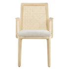 Modway Monarch Wood and Rattan Dining Armchair - Antique White/Natural/Heathered Weave Ivory-8