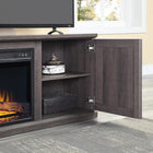 Manhattan Comfort Franklin 60" Modern Fireplace - Black and Brown - Set of 2-Features Beautiful Framed Door Paneling with Mop Base Stand
