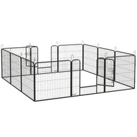 PawHut 12-Panel Dog Pen with Gate for Outdoor & Indoor - 31.5" H-An excellent romping ground and can also work as a partition