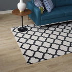 Modway Lida Moroccan Trellis Area Rug - 5 ft W x 8 ft L - Ivory/Charcoal-Protect Floors From Traffic/Furniture