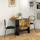 HOMCOM Drop Leaf Folding Dining Table for 2-4 - Rustic Brown and Black-Four wide legs for great sturdiness when unfolded