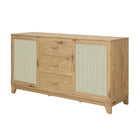 Manhattan Comfort Sheridan 59.05" Mid-Century Modern Sideboard Cabinet - Nature-Lifted Framed Solid Wood Legs for Fashion and Durability