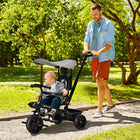 Qaba 4-in-1 Kids Tricycle and Push Bike - Grey-Removable and 3-gear adjustable push handle 