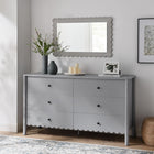 Modway Emmeline Scalloped 6-Drawer Dresser - Light Grey-Non-Marking Floor Glides