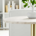 Modway Viva Round White Marble Side Table - Brass White-Modern Silhouette
