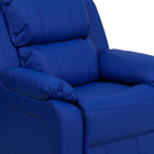 Flash Furniture Deluxe Padded Contemporary Vinyl Kids Recliner with Storage Arms - Blue-Spot clean with damp cloth